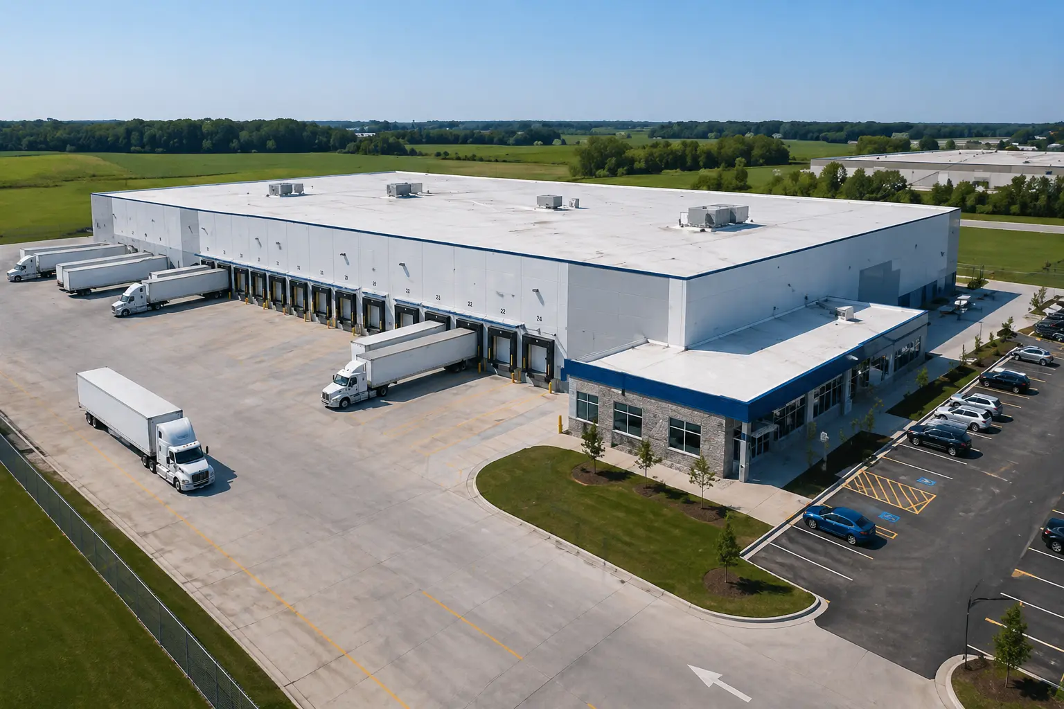 Houston refrigerated warehouse exterior with pallet racking