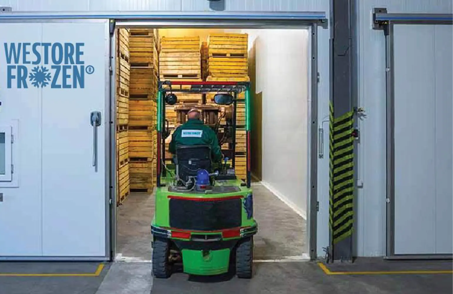 Houston refrigerated warehouse interior with pallet racking and evaporator units
